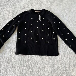LOFT Black Sweater with White Heart Pattern ( Size S) NEW